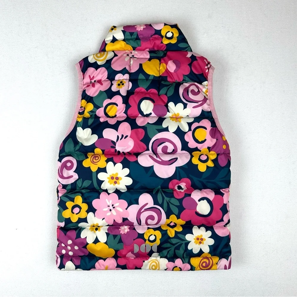 Hanna Andersson Quilted Floral Puffer Vest Sz 5